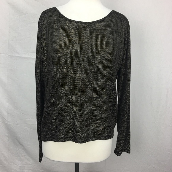 BCBGeneration Tops - BCBGeneration Black/Gold Metallic Twist Back Top